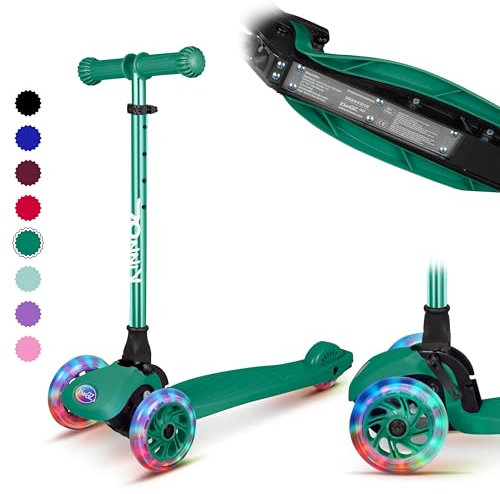 kinnaz ONE, Premium Roller Kinder 3 Jahre, faltbar, 5 Höhen, LED Räder, Ersatzteilservice, verbesserte Griffe und Bremse, UVM Kinderroller ab 2 3 4 5 Jahre, Scooter von Deutscher Händler