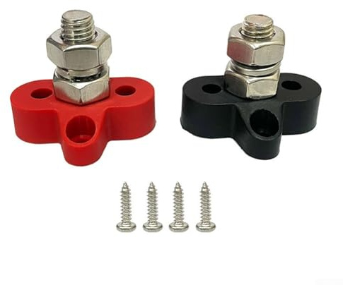 Zilimontt 2PCS Heavy Duty Car Terminal Connector Top Post Positive Negative for 6V 12V Vehicles with Stainless Steel Material and Color Coded Covers(M10)