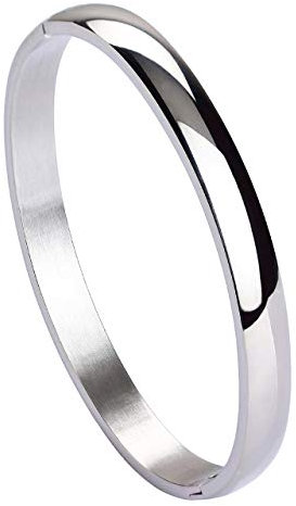 Manfnee Personnalisation Bracelet à Manchette 6mm Acier Inoxydable Argent pour Femme Homme