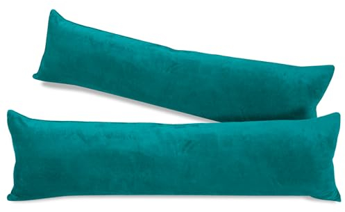 npluseins 2er Pack Kissenhüllen aus Coral-Kuschel-Fleece (2 Stück) 1257.1667, ca. 40 x 145 cm, Petrol