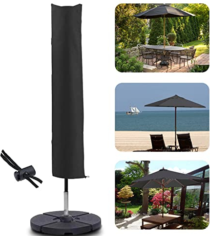 Sonnenschirmhülle Terrassenschirm Abdeckungen für Sonnenschirm 153x30x30cm Wasserdicht Reißfest 600D Oxford PVC Beschichtung Schwarz, KEINE ZIP