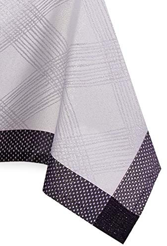 AmeliaHome Tischdecke 140 x 400 cm Bordüre goldene Fäden violett kariert Milluza