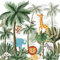 Papier peint intissé 250 cm X 250 cm, décor panoramique tropical, pour chambre d'enfant, animaux de la jungle.