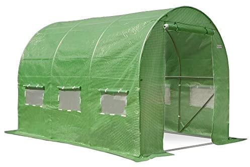 Garden Point Grün Folientunnel Folienhaus Folienzelt Gewächshaus Pflanzenhaus Foliengewächshaus Tomatenhaus 2,5m x 4m x 2 m