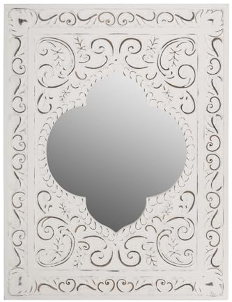 My Flair Wandspiegel Felicitas – Shabby Chic Hängespiegel weiß | Verzierter Rahmen im Vintage-Landhausstil – ideal für Wohnzimmer, Schlafzimmer & Flur