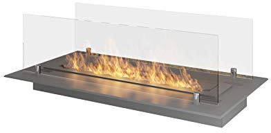 SOLOLED Bruciatore a Bioetanolo Inserto/Appoggio 60cm in Inox con Vetri Inclusi