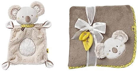 Fehn Schmusetuch Baby Schnuffeltuch mit Koala Köpfchen & Kuscheldecke Koala - Kuschelige Schmusedecke als Babydecke - Schmusetuch & Krabbeldecke für Kinderwagen und Babyschale