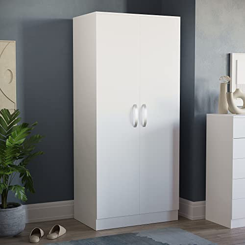 Vida Designs 2 Door Wardrobe With Hanging Rail And Shelf Hiigh Gloss Door (White)