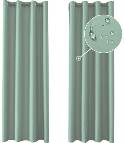 Ystyle Rideau Occultant Lot De 2, 140x180cm, Rideau Exterieur Impermeable, Rideau Thermique Isolant Anti Chaud Intérieurs, Rideau Phonique Anti Bruit, Moderne Salon Chambre Maison, Vert Matcha