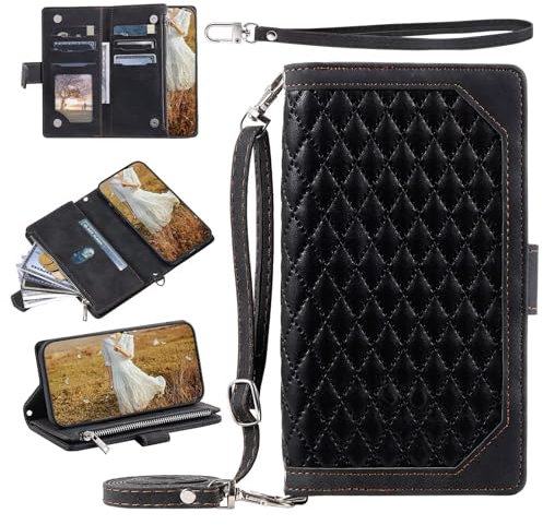 Beajew Handyhülle für Huawei P30 Hülle, Flip Lederhülle Tasche Case Magnet Kartenfach Schutzhülle, Premium PU-Leder Handyhülle mit Kartenfach, Standfunktion, Schwarz