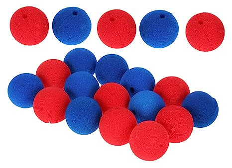 KICHOUSE Clownsnase Schwamm 20 Stück 5cm Durchmesser Rot Blau Partyzubehör Kostüm Dekoration für Cosplay Halloween Kinder Rollenspiel Zirkus
