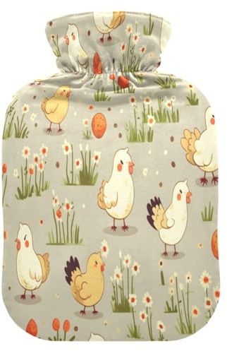 Wärmflasche mit niedlichem Huhn, weich, warm, für Winter, Bett, Hand, Hals und Schultern, 2 l
