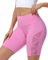 romansong Damen-Leggings aus Netzstoff, Yogahose mit Tasche, nicht durchsichtig, Caprihose, hohe Taille, Bauchkontrolle, 4-Wege-Stretch, Pinkfarbene Shorts: 22,9 cm, S