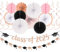 Rose-Gold Pink White Black Graduation Party-Decorations - 18pcs Kit Class of 2025 Streamers, Congratulations Grad Banner Garland Supplies,Paper Tissue Pom Poms Fan,Honeycomb Lanterns Panduola