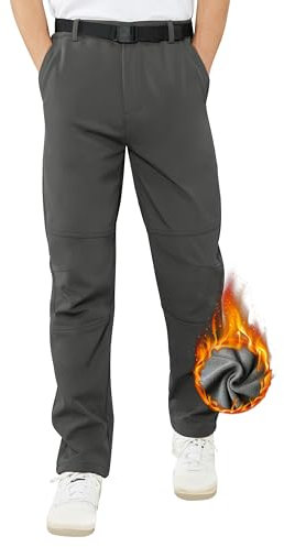 ATLASLAVA Skihose Herren Winter Softshellhose Wasserdicht Winterhose Warm Outdoorhose Wanderhose Schneehose Gefüttert Trekkinghose Eisengrau L