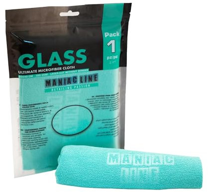 Ma-Fra, Maniac Car Detailing Line, Glass Ultimate Microfiber Cloths, Panni Professionali in microfibra per la Pulizia Interna ed Esterne di Vetri e Cristalli Auto, Finestrini, Parabrezza, Pacco da 1