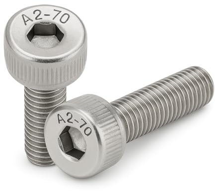 Rubigo Tornillos M2, tornillos de cabeza hexagonal M2 x 10 mm, tornillos de acero inoxidable A2, tornillos hexagonales de 2 mm de diámetro, tornillos M2 industriales, interiores y exteriores (20