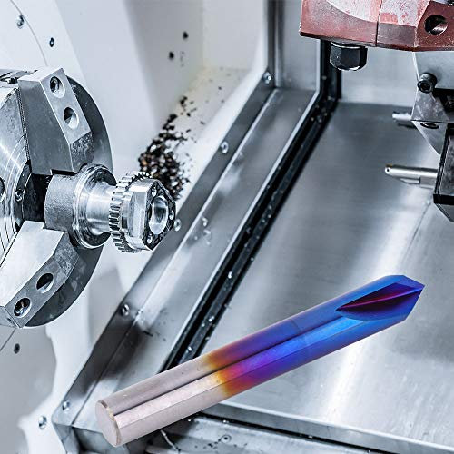 90 Degrees Chamfer End Mill 2 Flute Blue Coating Tungsten Steel Cemented Carbide Router Bit, and Precise with Long Service Life, Suitable for Machine Tools. Available in Three,