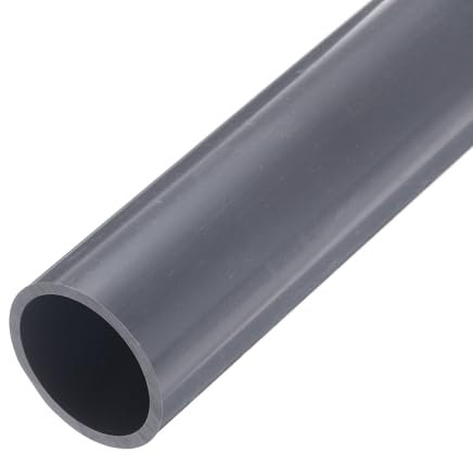 sourcing map PVC Rigid Tube Round Pipe Tubing Hardware Tubing 34mm ID 40mm OD 9 Length Light Grey High Impact for Water Pipe, Crafts, Cable Sleeve