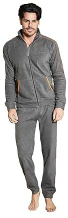 Moda Egidio Navigare Tuta-Pigiama in Pile Polar Fleece con Zip per Uomo (IT, Numero, 48, Regular, Regular, 731 Grigio Fumo)