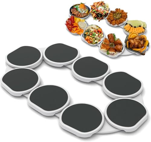 Lazy Susan Esstisch Drehbarer Drehteller,Drehteller-Tablett Esstisch-Drehteller für rechteckige,längliche Tische,Küchen-Esstische – Küche & Esszimmer – Zusammenkünfte (Komplettset)