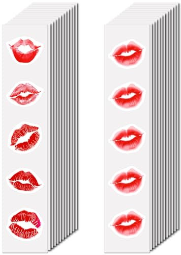 CREATCABIN 480 Stück Scrapbook Aufkleber Mit Roten Lippen Wasserflaschen Aufkleber Süßes Vinyl Wasserdicht VSCO Laptop Kleine Selbstklebende Etiketten Basteln Für DIY Fensterdekoration Tisch 2.2cm