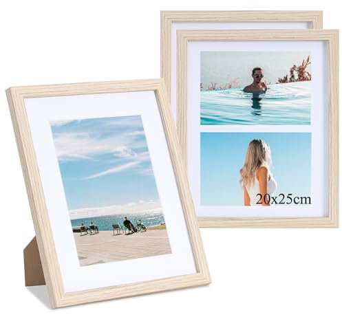 LYYYYX Bilderrahmen 20x25cm Holzrahmen mit Passepartout Display Bilder 10x15cm und 13x18cm mit Matte Rahmen in 3er Set,Fotorahmen for Urkunden,Fotos, Poster, Puzzles