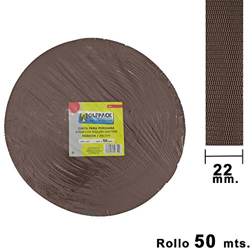 WOLFPACK LINEA PROFESIONAL - Cinta Persiana Marrón 22 mm. Rollo 50 Metros