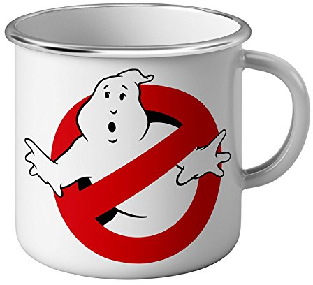 Emaillierter Mug Becher aus Metall Logo Ghostbusters Kein Geist erlaubt