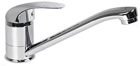 Vetrineinrete® Rubinetto per lavello da cucina a canna bassa miscelatore per lavandino orientabile acqua calda e fredda 360° di rotazione monocomando girevole in ottone cromato lucido 52929 E3