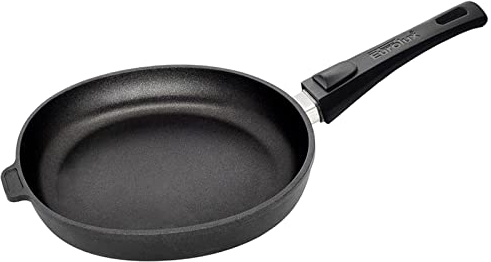 Eurolux Guss-Pfanne Induktion Ø 20 cm abnehmbarer Stiel - flacher 5.0 cm Rand - kleine runde Alugusspfanne mit Antihaft-Beschichtung - Made in Germany