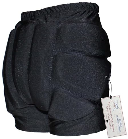 CRS Cross Gepolsterte Eiskunstlauf-Shorts, Crash-Pad-Hose für Roller, Inline, Eislaufen, Snowboarden und Skifahren, Fallaufprallschutz für Po, Hüfte und Steißbein (Youth Large Black)