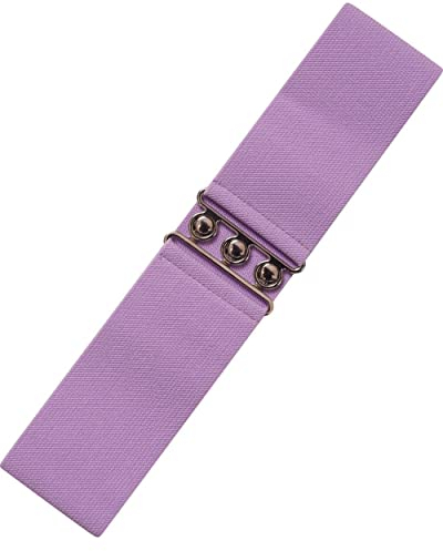 Ro Rox Retro Vintage-Stil Elastischer Weiter Gurt Gürtel - DE 44-50 - Lavendel (Large)