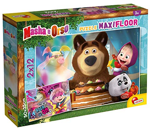 Lisciani - MASHA UND DER BAR - 2 Maxi-Puzzles 12 Teile - Reflexions- und Geduldsspiel - Lernspiel - 50 x 35 cm - Für Kinder ab 3 Jahren