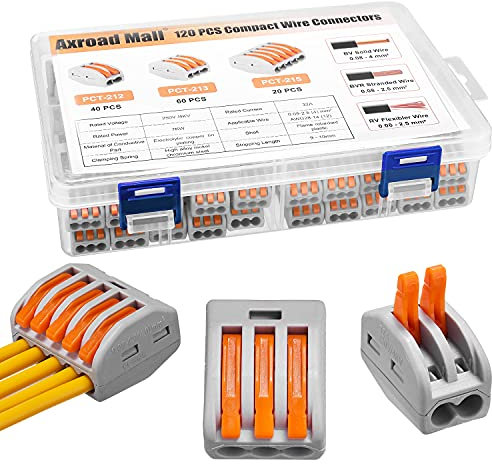 Compact Wire Connectors, 120 Pcs Lever Nut Assortment with 40pcs Clamp 2-Port & 60pcs Clamp 3-Port