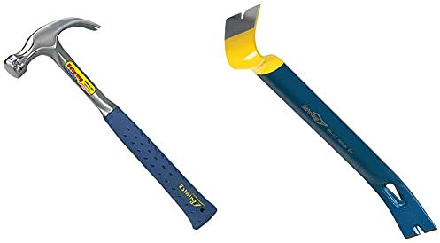 Estwing ESTE316C 14-218 16-Ounce Claw Hammer with Nylon Vinyl Cushion Grip Handle, Smooth Face, 1-Pack & Ehb/15 Handy Bar 15in