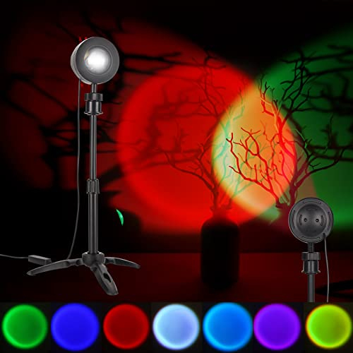 Meiyue Sunset Projection Lamp Mit Stativ Und Verlängerungsstange, 360° Rotation USB LED Projector Light, RGB Rainbow LED Nachtlicht Für Party Foto Vlog