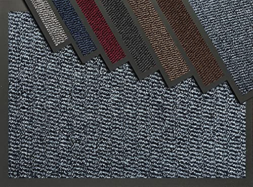 Entrance Door Mat Welcome Barrier Mats Machine Washable Doormats Indoor Outdoor Rug Hallway Runner Non Slip Rubber Floor Mats Shoe Scraper, Kitchen Home Bathroom Office- 90x120cm - Grey/Black
