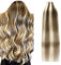 YMEYME Tape in Extensions Human Hair Ombre Kastanienbraun zu Highlights Hell Kastanienbraun und Platinblond 50g 20 Stück #R3-8p613 40cm