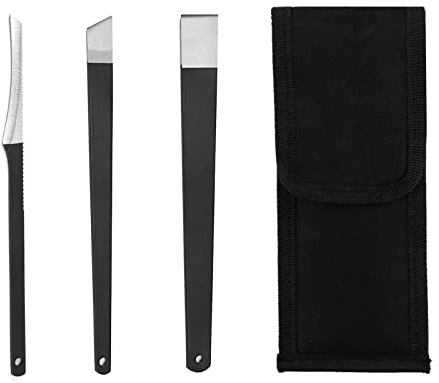 Set di 3 coltelli per pedicure, per pedicure, per piedi incarniti, correzione unghie, tagliaunghie, con custodia (3 pezzi)