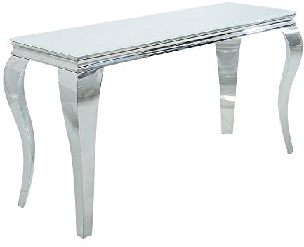 Riess Ambiente Eleganter Konsolentisch MODERN BAROCK 140cm weiß Opalglas Edelstahlbeine Beistelltisch Tisch Konsole