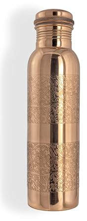OSNICA Joint Free Traveller's Copper Water Bottle Leak Proof Ayurveda Copper Vessel Stylish Bottle for Sport, Fitness, Yoga, Natural Health Benefits 900ML (Design 04)