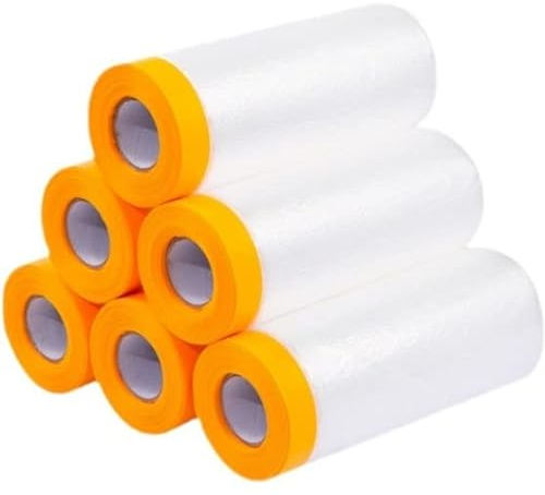 AFASOES 6PCS Masker avec Ruban de Masquage 110CM*20M Bache Protection Peinture Film de Masquage Peinture Protection Sol Peinture Bache de Protection Peinture Film de Masquage Pré-collé pour Meubles
