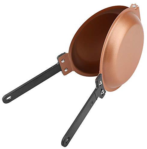 HERCHR Non Stick Grill Pan Double Sided Baking Pancake Frying Pan with Double Sided Flip Design 7.48×6.5in Fried Egg Pot for Fluffy Pancakes Omelets Frittatas Dishwasher Safe