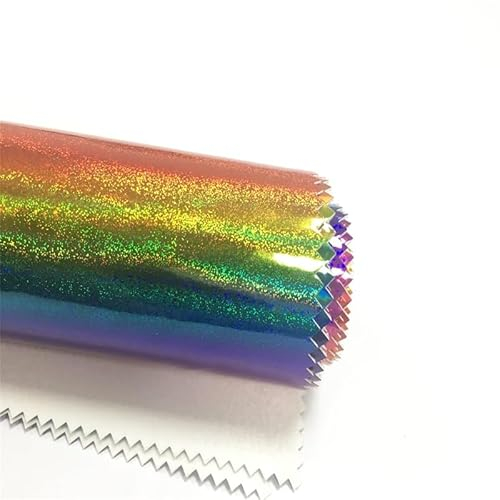 HYANG Holographischer Regenbogen Spiegel Leder PU Kunstleder 1Rolle 12 X 53 (30cm X 135cm), Kunstleder ist ideal für handgemachte DIY Handwerk Projekte, Bögen, Ohrringe, Handtaschen. (316-09)