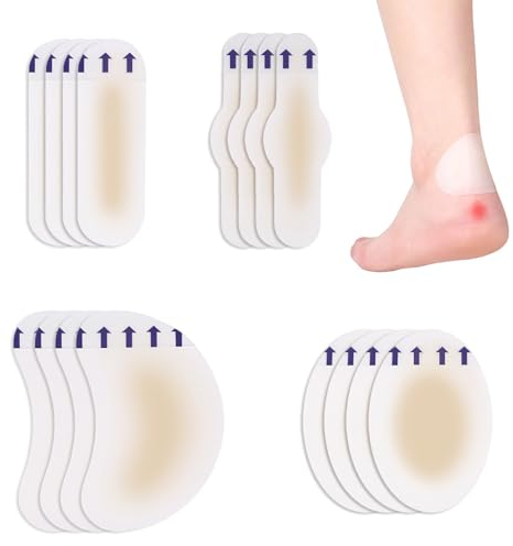 Lamkrtlp Pansements Ampoules, 16 Pièces 4 Tailles Pansements Hydrocolloïde Gel Bandages pour Prévention et soin des Ampoules au pied Orteil et Talon
