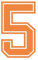 6.3 Jersey Number 5 Vinyl Heat Transfer Iron on Number Bold Border Font for Football Baseball Sports T-Shirt Orange