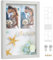 SONGMICS Cornice Portafoto con 3 Passepartout, Scatola per Ombretti con 4 Puntine, Collage di Cornici Profonde, per Foto 4x6 o 4x4, 2 Chiodi Antitraccia, Bianco Vintage RPF019W01