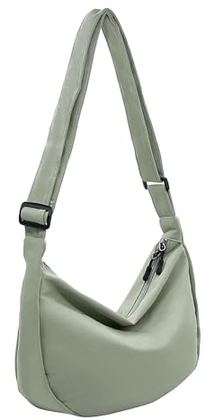 YAMEIZE Crossbody Bag Damen Umhängetasche Hobos Schulter Halbmond Taschen Umhängetasche Knödeltasche mit verstellbarem Schultergurt Hellgrün