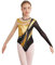 inhzoy Kinder Turnanzug Mädchen Langarm Gymnastik Tanzbody Ballett Leotard mit Strass Stretch Sportbody Ballettkleidung Training Bodysuit Gold_A 134-140